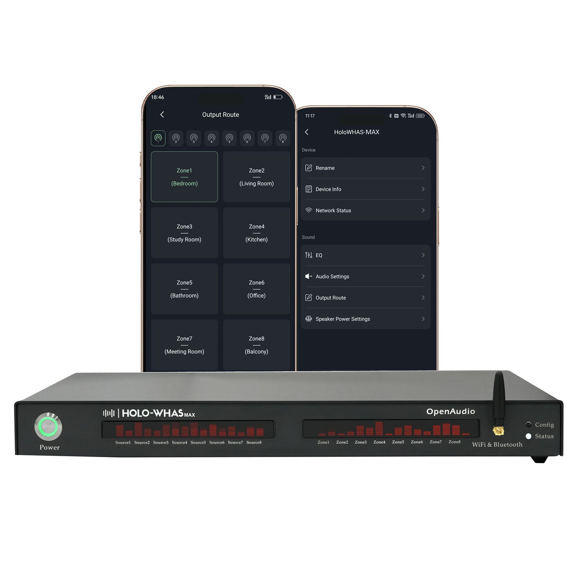 HOLO-WHAS Max multi-room amplifier controlled via HoloHome app