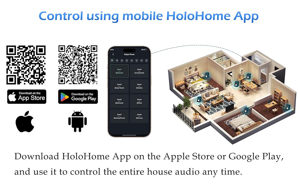 HOLO-WHAS Plus smart amplifier for whole home audio