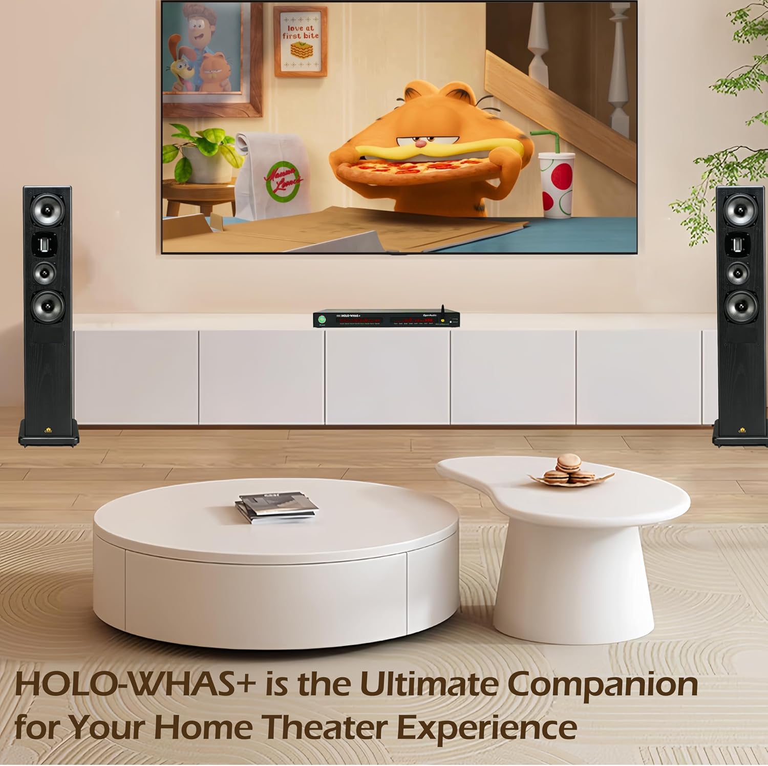 HOLO-WHAS Plus amplifier enhancing your home theater setup