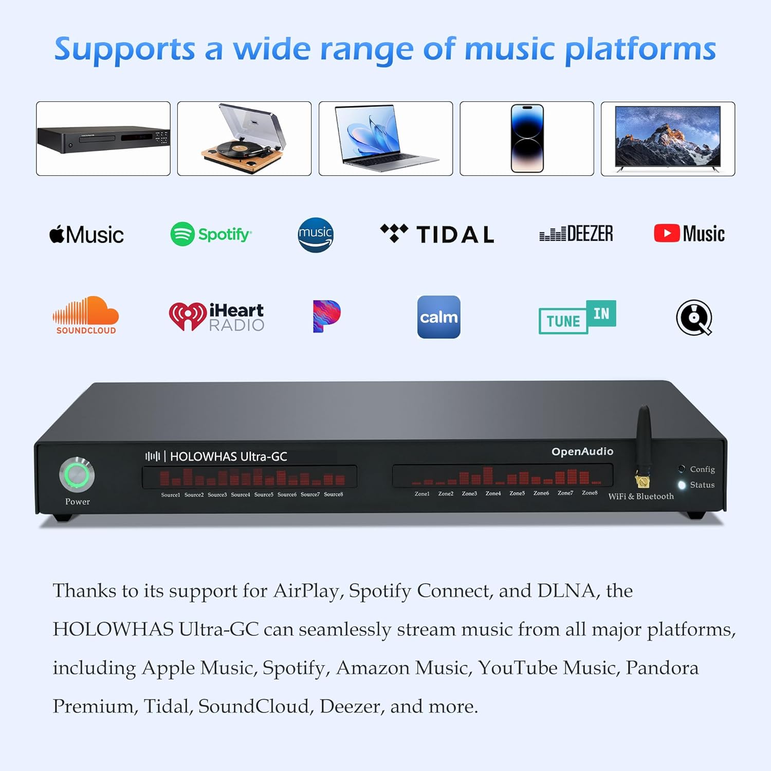 HOLO-WHAS Ultra support a wide range of music platform