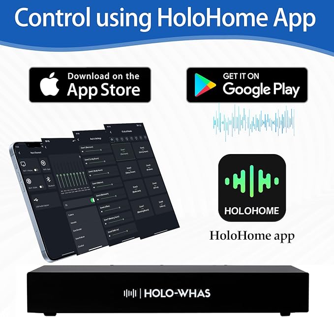 HOLO-WHAS multi-room amplifier controlled via HoloHome app