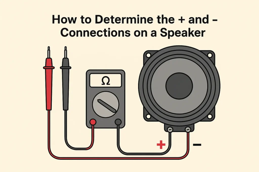 how can you determine the + and connections on a speaker 1