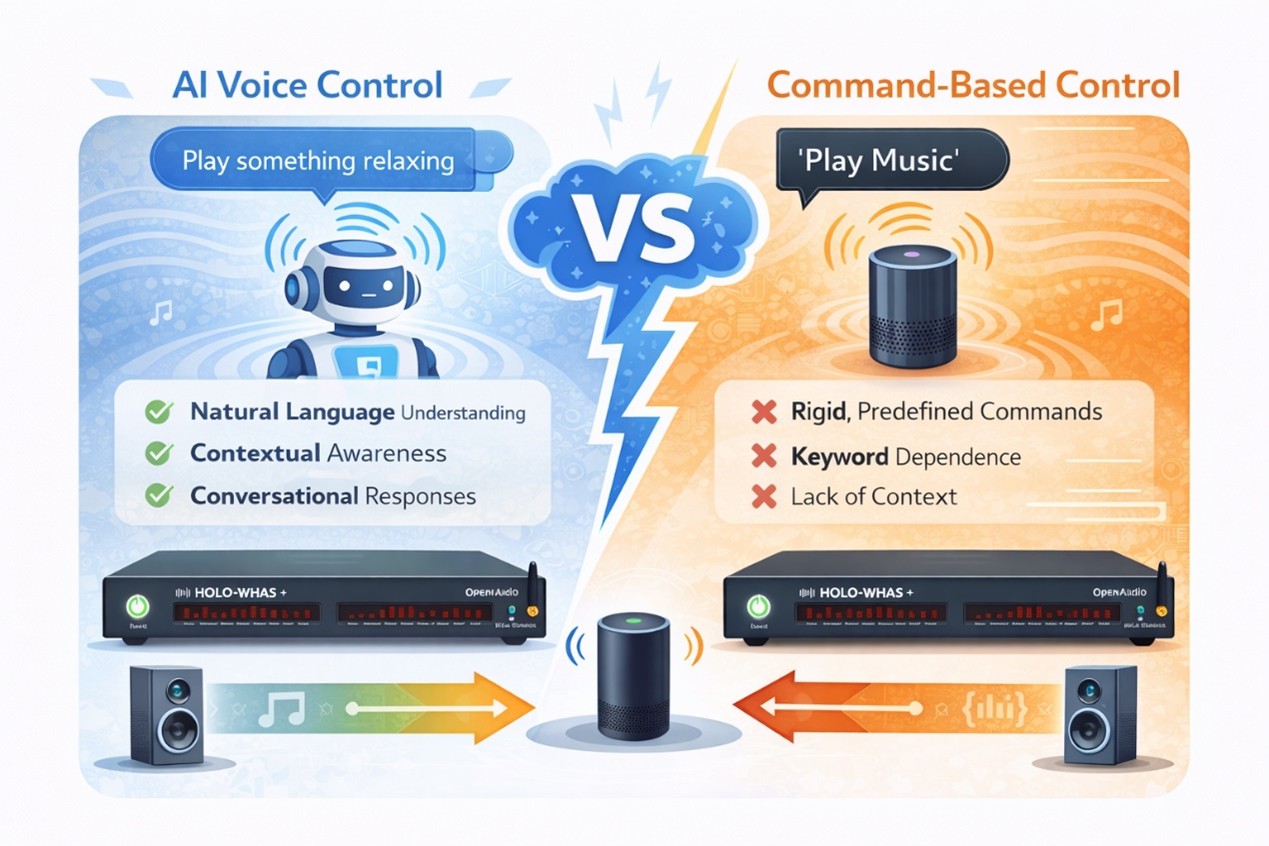 AI Voice Control vs Command-Based Control for Smart Home Audio